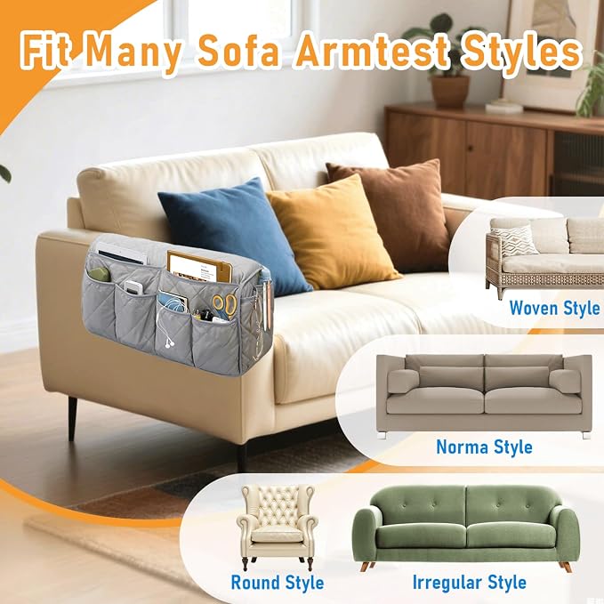 Armchair Caddy, Sofa Armrest Organizer, Non Slip Recliner Organizer, Remote - Image 7
