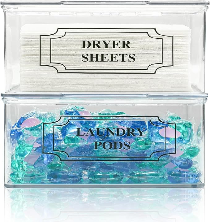 SSTATES Clear Acrylic Dryer Sheets Holder, Flip-top Laundry Pods Container - Image 2