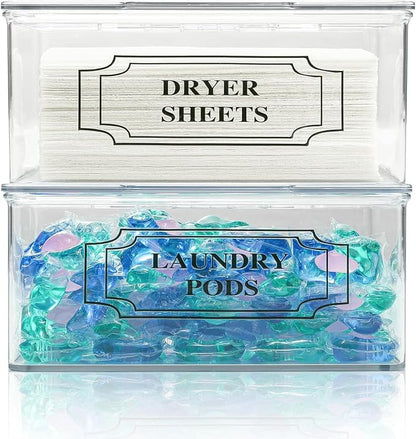 SSTATES Clear Acrylic Dryer Sheets Holder, Flip-top Laundry Pods Container - Image 3