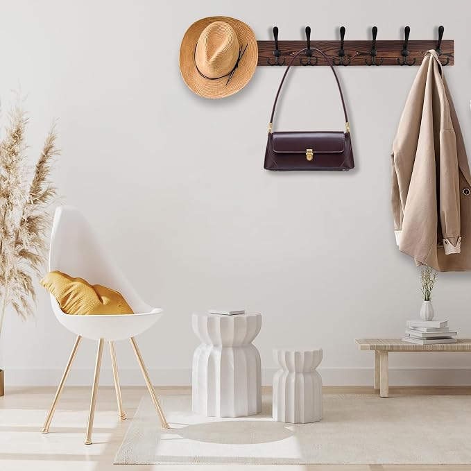 32.2'' Large Coat Rack Wall Mount Coat Hooks Coat Hanger - Image 4