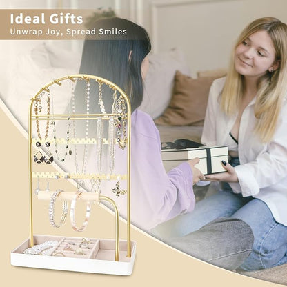 Multi-Functional Jewelry Holder Organizer Necklace Display Stand Velvet Lined - Image 7