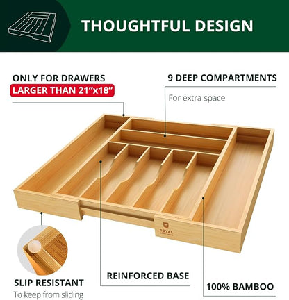 ROYAL CRAFT WOOD Luxury Bamboo Kitchen Drawer Organizer - Image 5