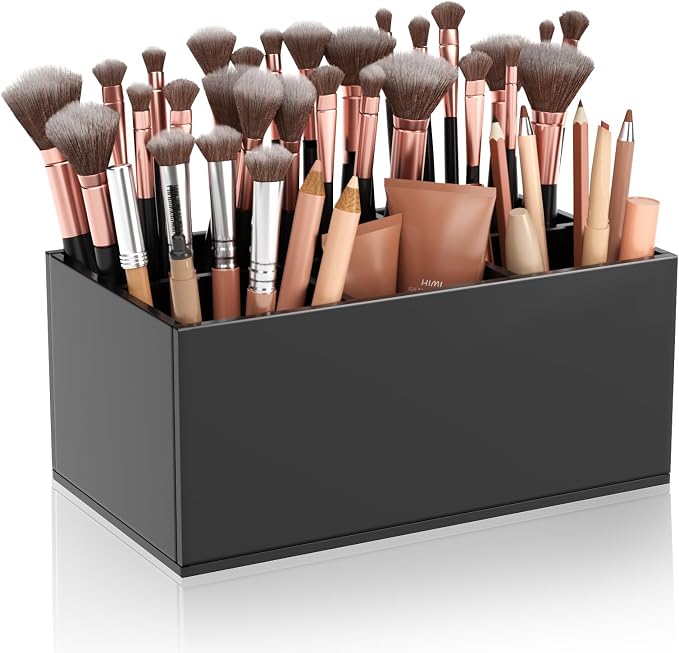 HIIMIEI Black Makeup Brush Holder Organizer Acrylic 6-Slots Cosmetic Brushes by HIIMIEI
