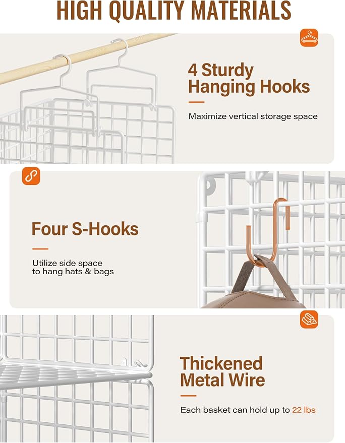 6 Tier Closet Hanging Organizer, Metal Closet Organizers and Storage - Image 3