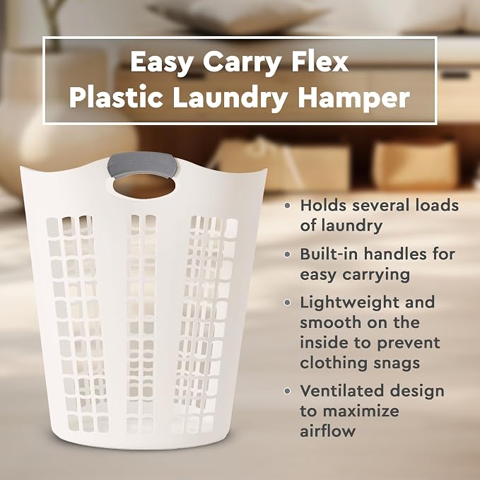 Gracious Living Easy Carry Flex Hamper, Large 87.5 Liter Lightweight Plastic - Image 3