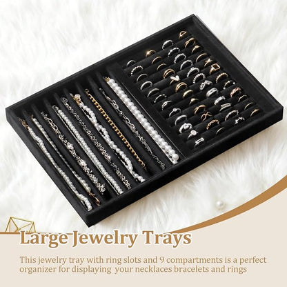 Large Jewelry Organizer for Drawer Insert Velvet Stackable Jewelry Trays for - Image 2