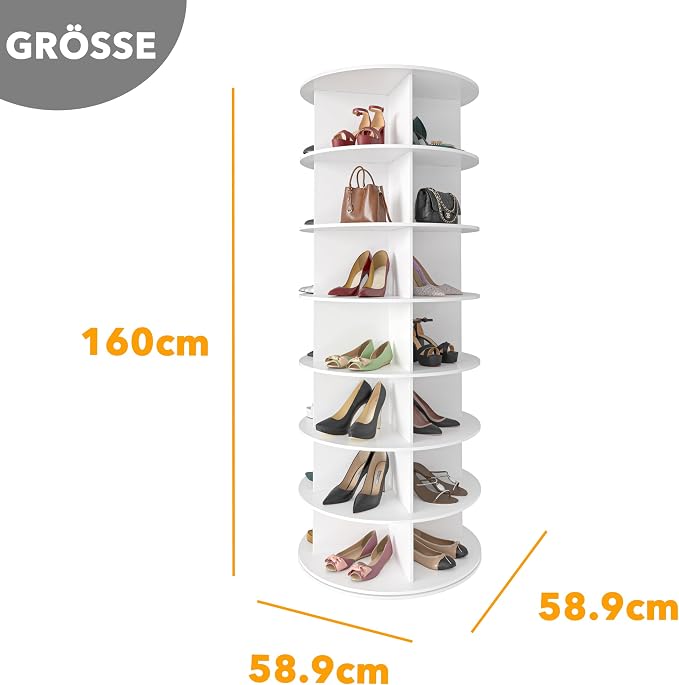 SpaceAid 7 Tier Rotating Shoe Rack Tower, Spinning Shoe Display Lazy Susan - Image 3