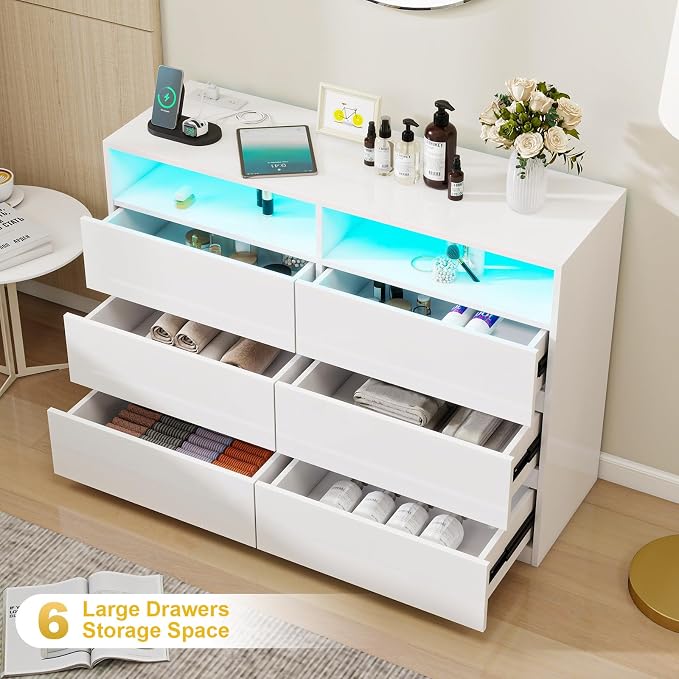 Vipbear White Dresser 6 Drawer for Bedroom - Image 3