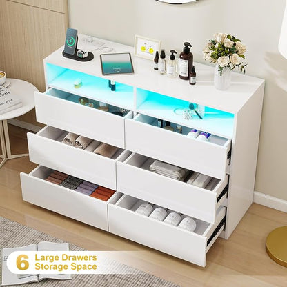 Vipbear White Dresser 6 Drawer for Bedroom - Image 3