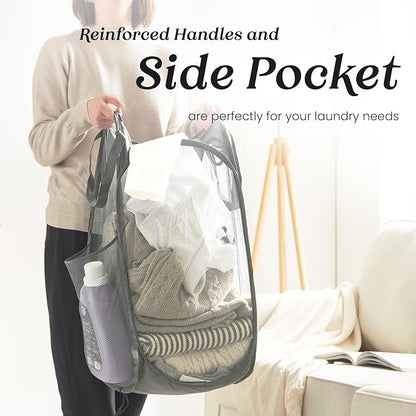 TECHMILLY Collapsible Mesh Pop Up Laundry Hamper - Image 3