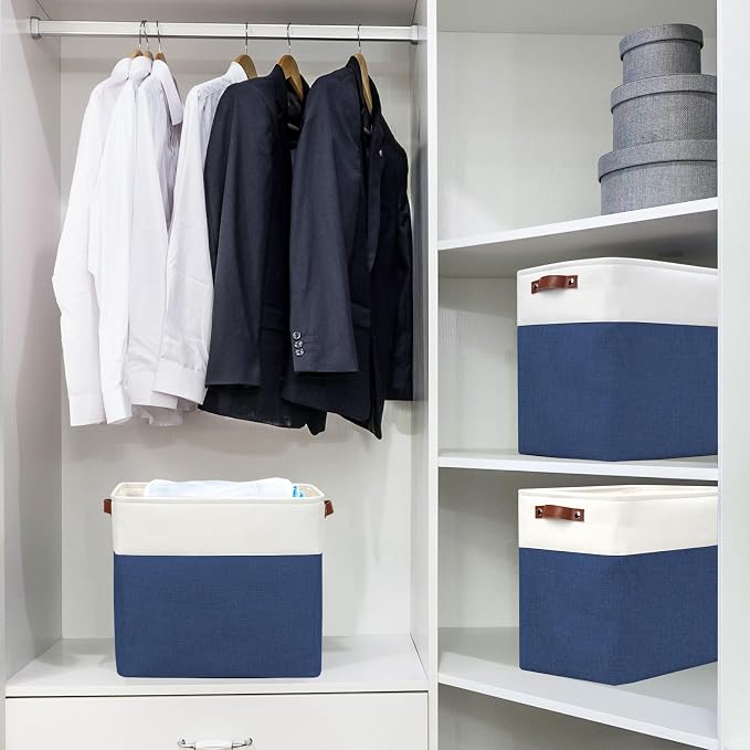 Large Fabric Storage Baskets | 50L Storage Bins, Decorative Linen Closet Baskets - Image 2