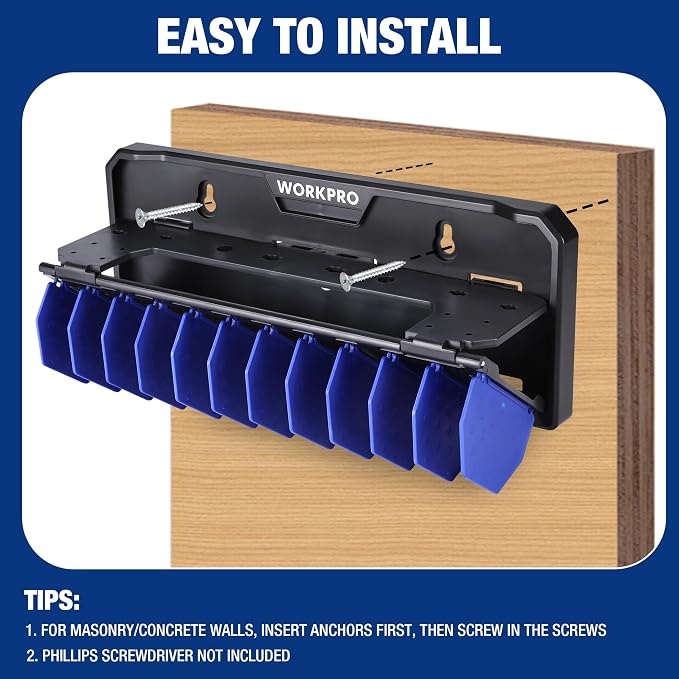 WORKPRO Plier Organizer Rack, 13.5" Foldable Tool Organizer, Wall Mount - Image 7