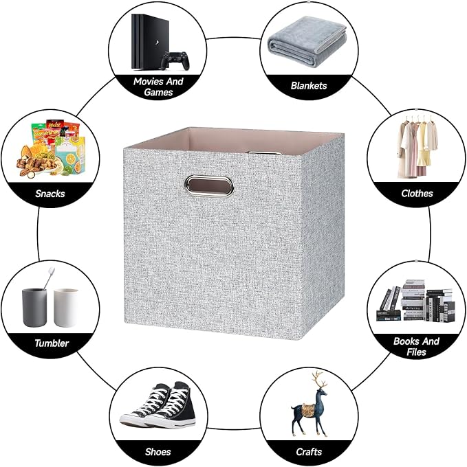 Posprica Collapsible Storage Bins, 13×13 Foldable Storage Cube Boxes Fabric - Image 5