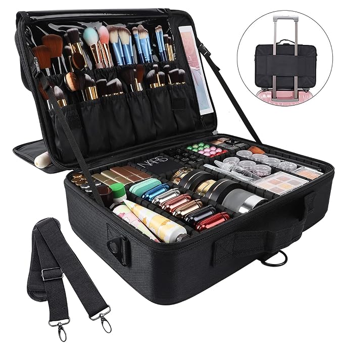 gzcz Large Capacity Travel Makeup Train Case, Professional Cosmetic Bags - Image 8