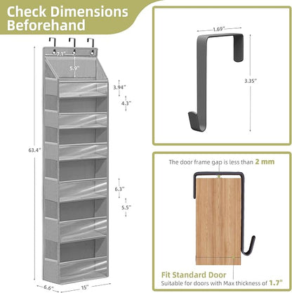 Over Door Organizer with 6 Extra Large Pockets 12 Side Pockets, Sturdy Closet - Image 2