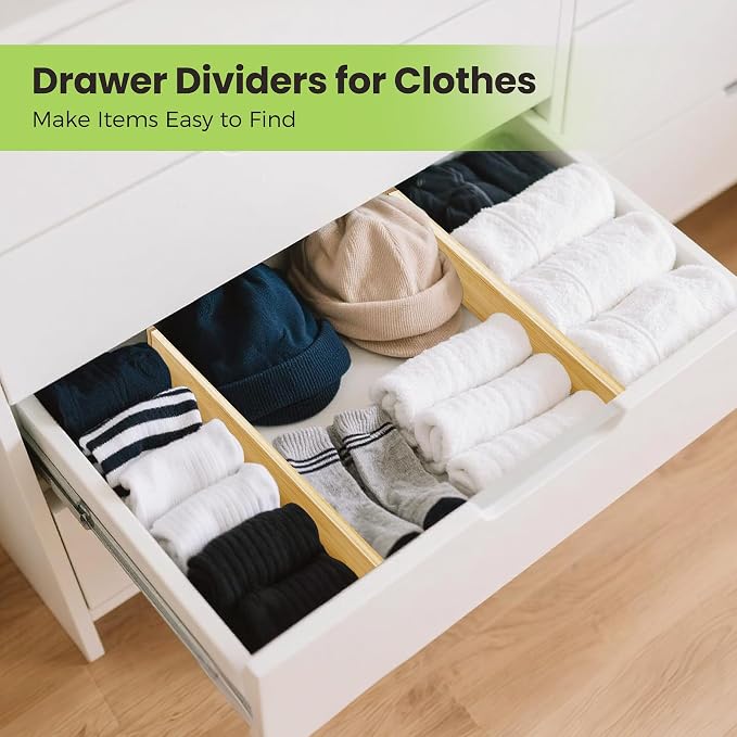 Fyvva Drawer Divider, Adjustable Bamboo Kitchen Drawer Organizer, Spring Loaded - Image 6