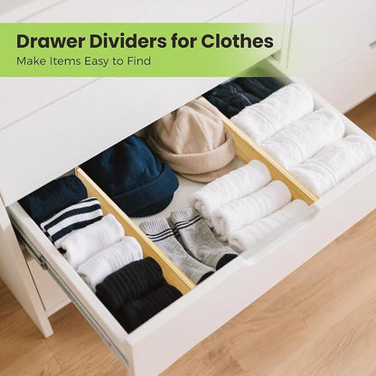 Fyvva Drawer Divider, Adjustable Bamboo Kitchen Drawer Organizer, Spring Loaded - Image 6