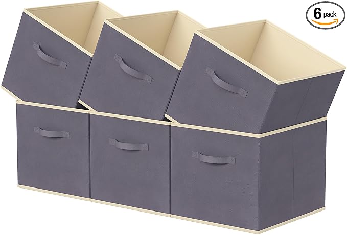 Lifewit Storage Cubes, 11 Inch Organizer Bins, 18L Gray, 6 Packs | Foldable by Lifewit