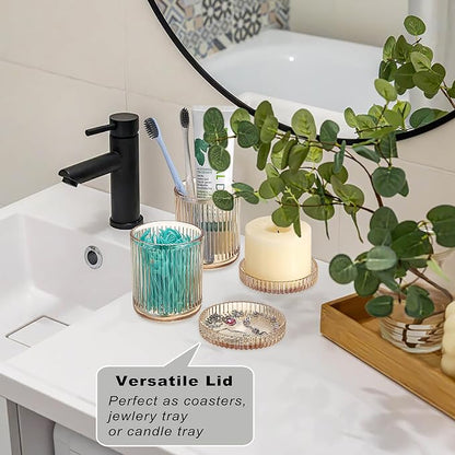 2 Pack Glass Qtip Holder with Lid, Qtip Dispenser Bathroom Storage Jars- Glass - Image 5