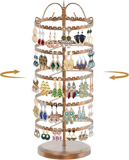 MODOWEY 5 Tier Rotating Earring Holder Organizer Stand, Adjustable Metal by MODOWEY