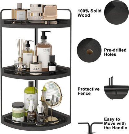 Fixwal Corner Bathroom Counter Organizer, 3 Tier Rustic Bathroom Organizer - Image 4