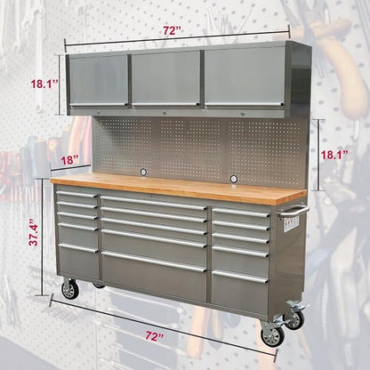 2 Pack - 72" Stainless Steel Rolling Tool Chest - Image 2