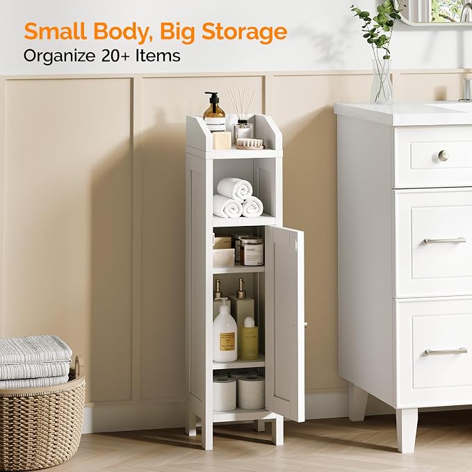 VINGLI Small Storage Corner Floor Cabinet, 7.9" Narrow Toilet Paper Storage - Image 8