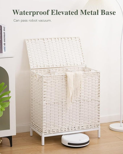 SETVSON Laundry Hamper with Lid 132 L, Clothes Hamper with Lid, Handwoven - Image 2