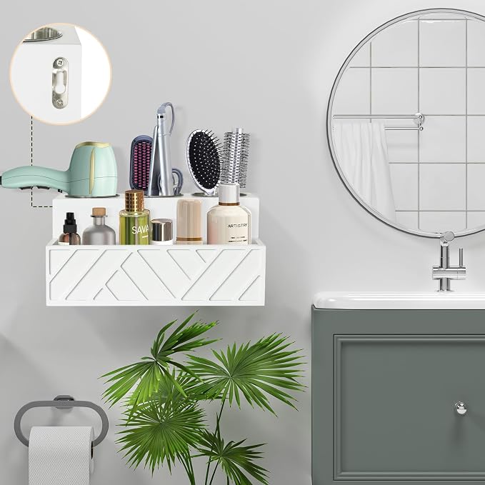 Hair Tool Organizer, Hair Dryer Holder Wall Mounted, Bathroom Countertop - Image 4