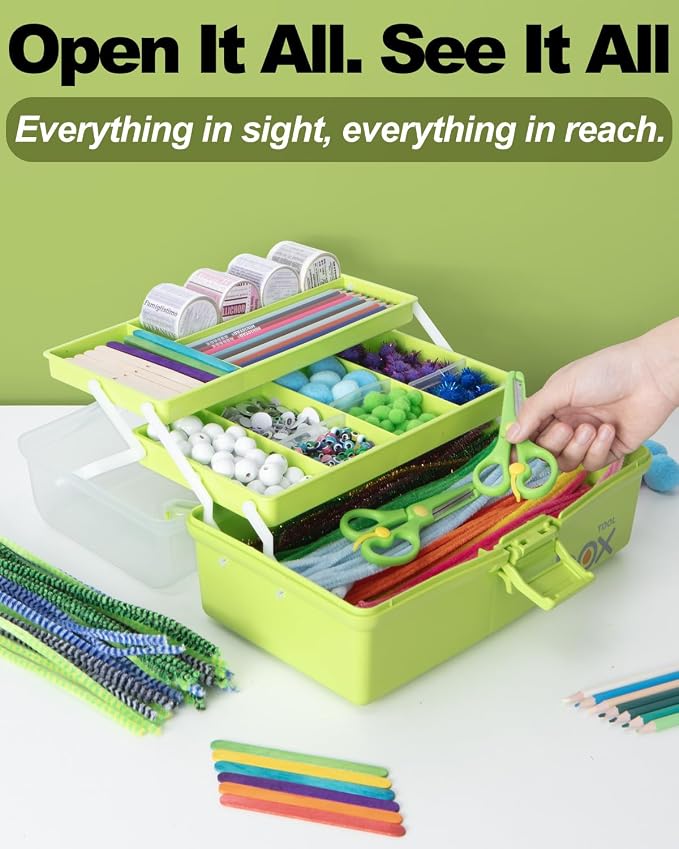 TERGOO 12in 3-Layer Plastic Craft Organizers and Storage, Portable Folding - Image 5