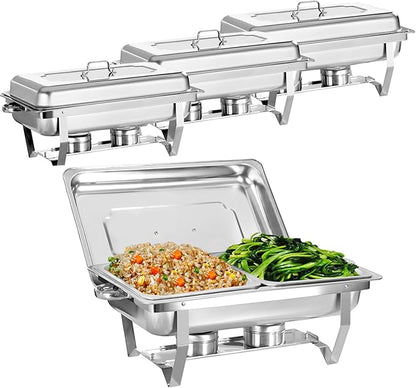 Chafing Dish for Buffet, 4 Pack Stainless Steel Chafing Servers Food Warmer Set by Jacgood