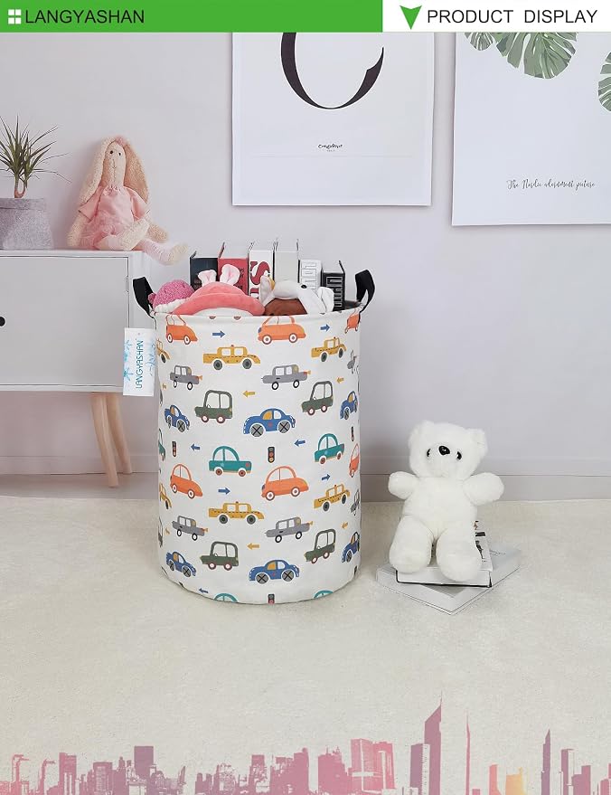 LANGYASHAN Laundry Basket Canvas Fabric Collapsible Organizer Basket - Image 5