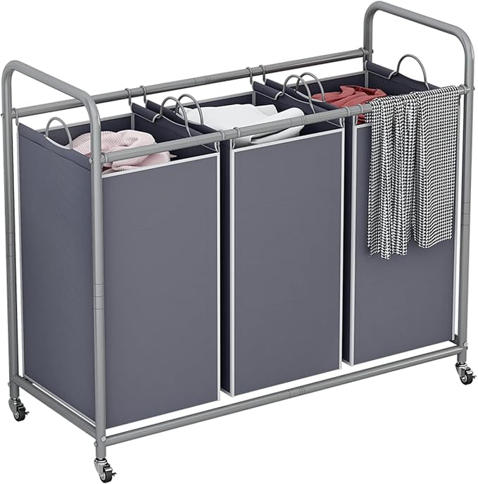 LINZINAR 3-Bag Laundry Sorter, Laundry Hamper Cart by LINZINAR
