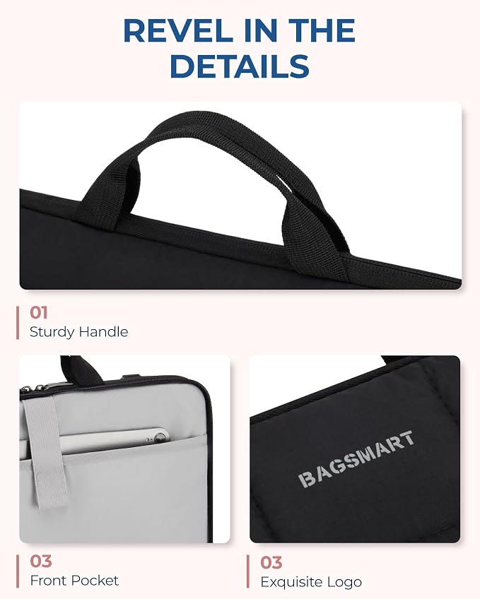 BAGSMART Laptop Case with Handle, Puffy Laptop Sleeve Bag - Image 6