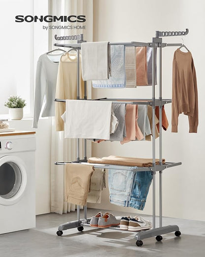SONGMICS Clothes Drying Rack 4-Tier, Foldable Laundry Drying Rack 68.1-Inch Tall - Image 3