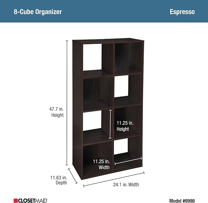 ClosetMaid Cubeicals 8 Cube Storage Shelf Organizer Bookshelf, Vertical or - Image 3