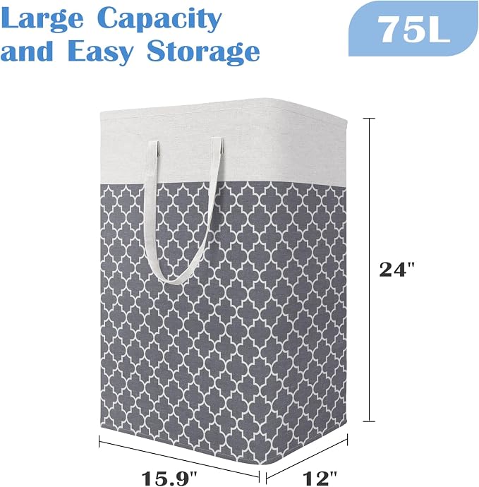 BlissTotes 3-Pack Laundry Basket, Freestanding＆Waterproof Laundry Hamper - Image 2