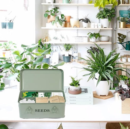 Seed Storage Box Metal Container Organizer, 4-Compartment Garden Seed Box - Image 5