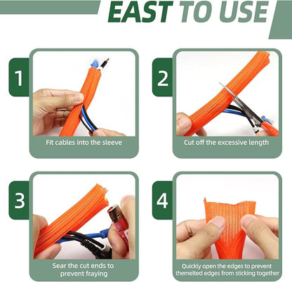 Split Wire Loom Tubing, Cable Protector Sleeve, Braided Cable Management - Image 6