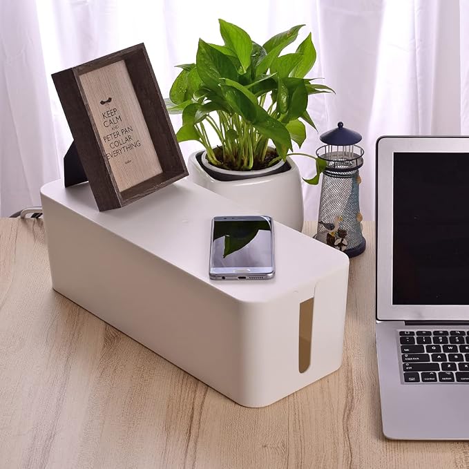 Cable Management Box, Large Cord Organizer Box to Hide Power Strip & Under Desk - Image 7