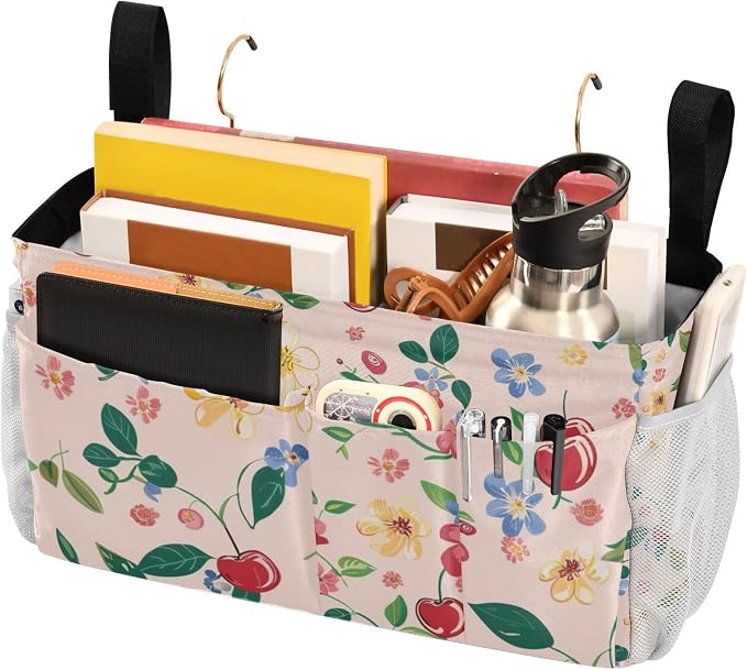 Cute Cherry Blue Flowers Bedside Caddy - Image 3