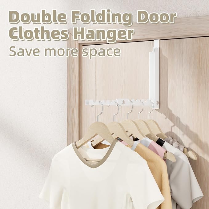 BAKON Over The Door Hanger Folding Clothes Drying Rack, Double Fold Hanging - Image 2