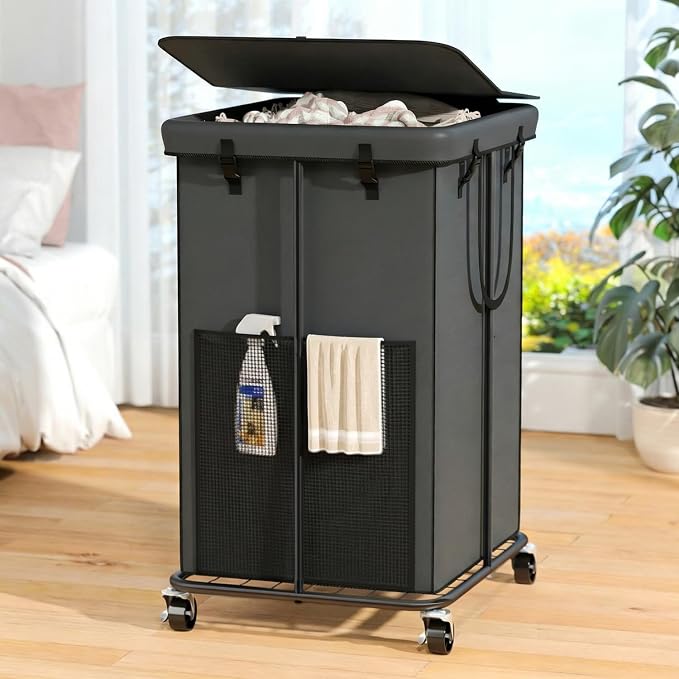 160L Laundry Hamper with Lid, Rolling Laundry Basket with Wheels, Large & Tall by OLLDIDE