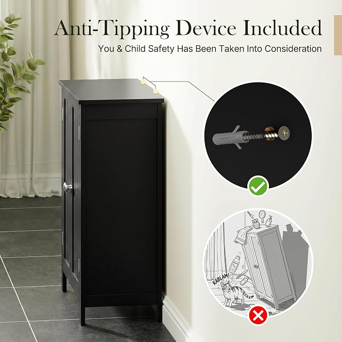 SUPER DEAL Modern Bathroom Floor Storage Cabinet - Image 8