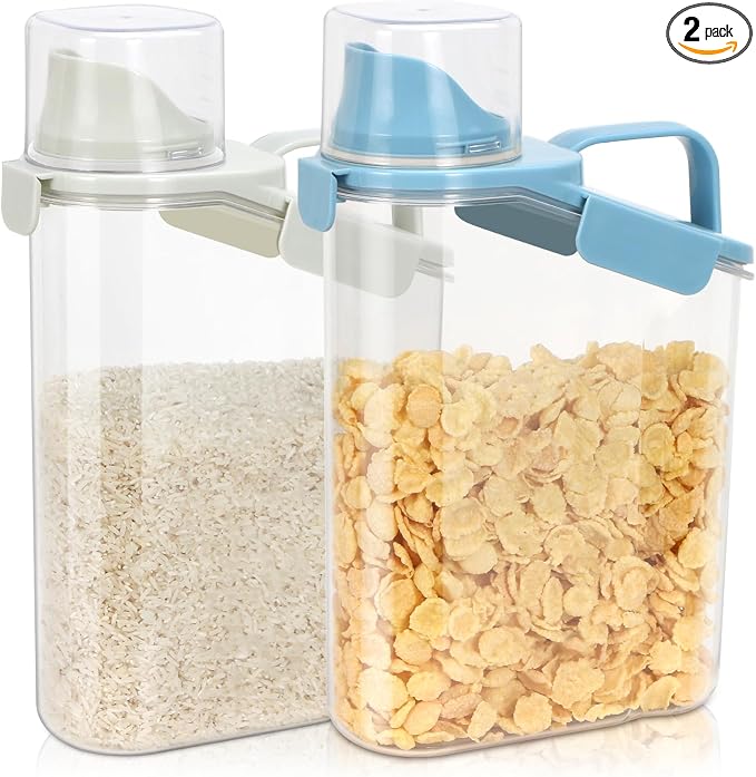 TBMax 2 Pack Rice Container Cereal Storage Container 3.2 Quarts, Kitchen Pantry by TBMax
