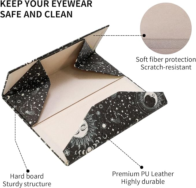 Foldable Glasses Case, Magnetic PU Leahter Sunglasses Case, Cute Hard Shell - Image 4