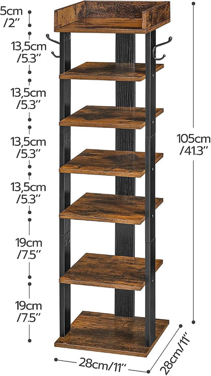 HOOBRO Vertical Shoe Rack for Front Door Entryway, 7 Tier Wooden Shoe Storage - Image 7