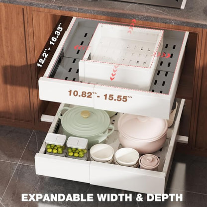 1 Pack Pull Out Cabinet Organizer Expandable Width and Depth, Slide Out Drawers - Image 3