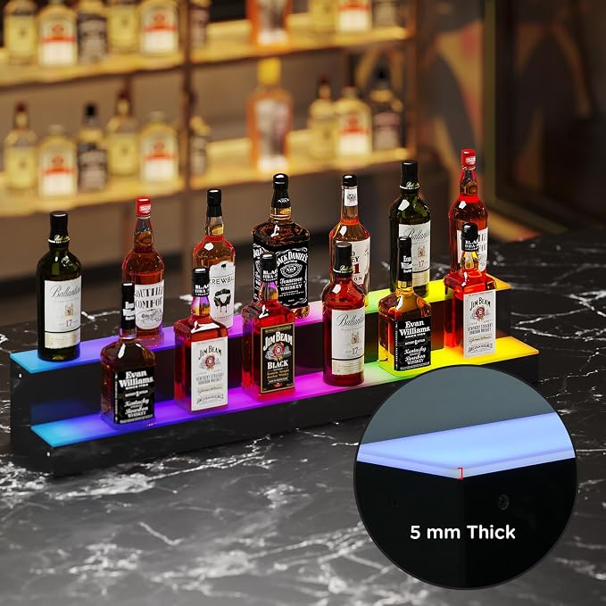 Dethan 2 Tier 48 Inch LED Lighted Liquor Bottle Display Shelf - Image 5
