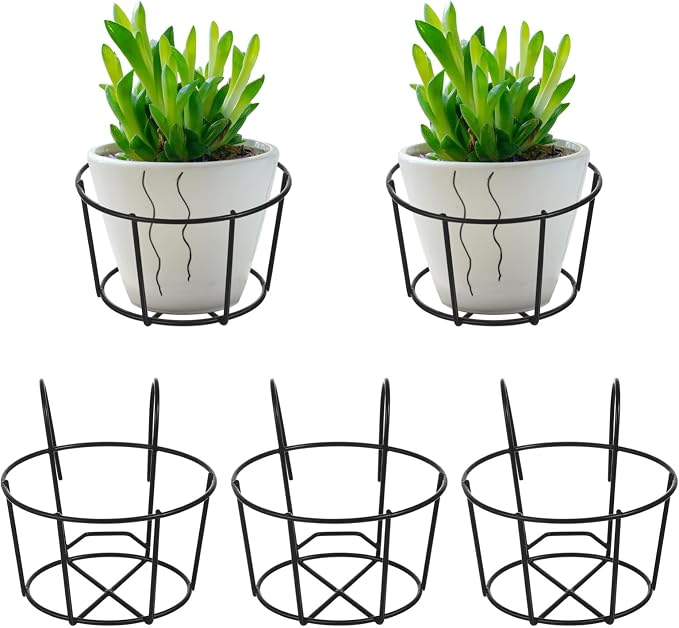 Toyvian Hanging Flowerpot Holder Round 1 Tier Balcony Flower Stand Lightweight by Toyvian